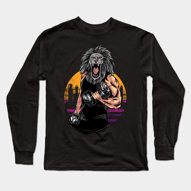 lion gym Long Sleeve T-Shirt by spoilerinc